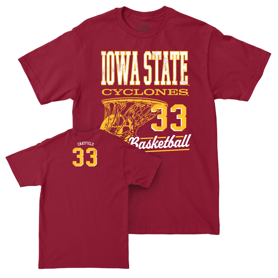 Iowa State Men's Basketball Crimson Hoops Tee  - Brandton Chatfield