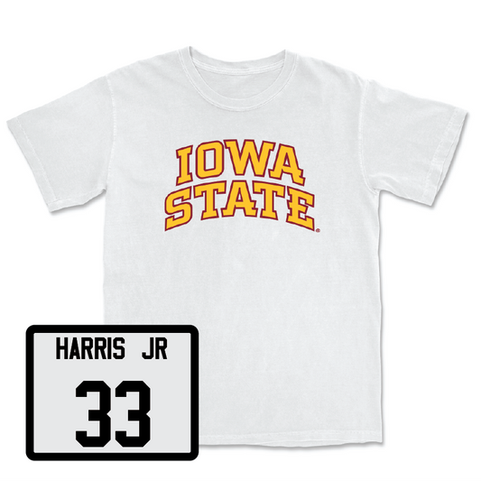 White Football Iowa State Comfort Colors Tee 4 Youth Small / Arlen Harris Jr | #33