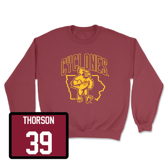Red Football Cy Crewneck 3 Youth Small / Asle Thorson | #39