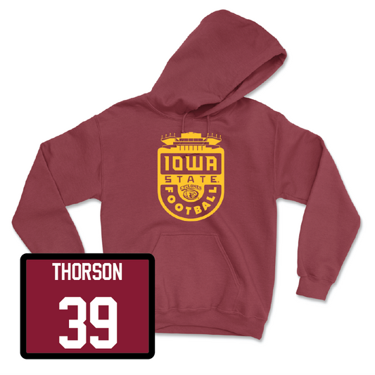 Red Football Stadium Hoodie 3 Youth Small / Asle Thorson | #39
