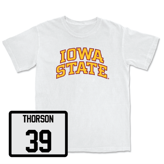 White Football Iowa State Comfort Colors Tee 3 Youth Small / Asle Thorson | #39