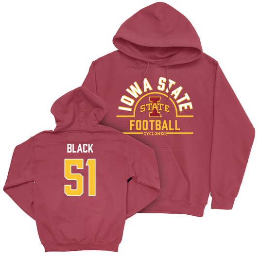 Iowa State Football Crimson Arch Hoodie - Brendan Black | #51 Small