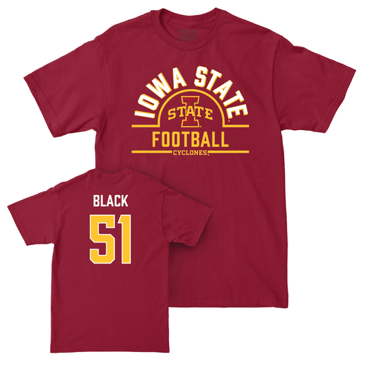 Iowa State Football Crimson Arch Tee - Brendan Black | #51 Small