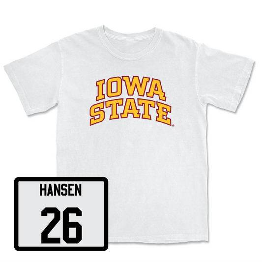 White Football Iowa State Comfort Colors Tee 5 Youth Small / Carson Hansen | #26