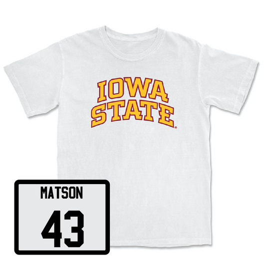 White Football Iowa State Comfort Colors Tee 5 Youth Small / Caden Matson | #43