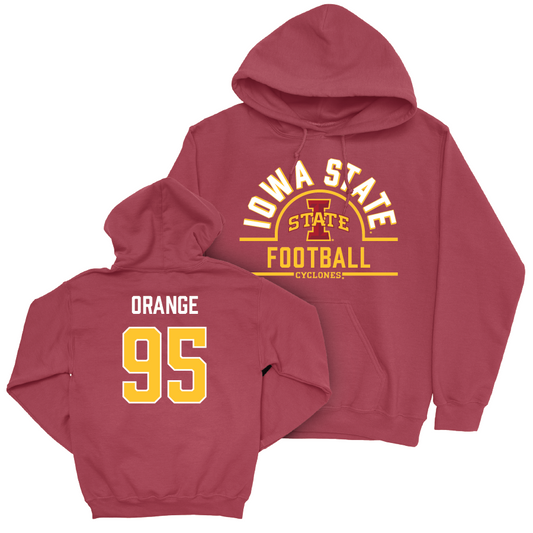 Iowa State Football Crimson Arch Hoodie - Domonique Orange | #95 Small