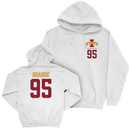 Iowa State Football White Logo Hoodie - Domonique Orange | #95 Small