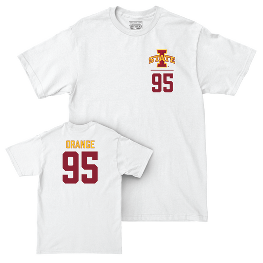 Iowa State Football White Logo Comfort Colors Tee - Domonique Orange | #95 Small