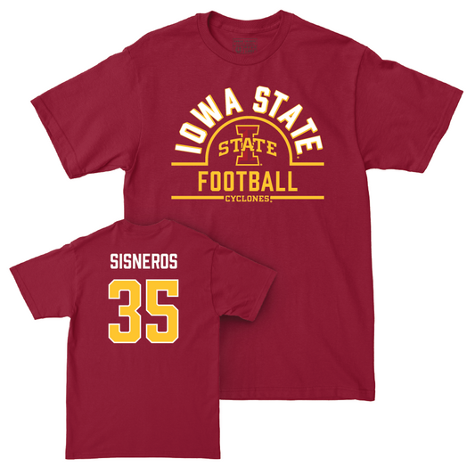 Iowa State Football Crimson Arch Tee - Dominic Sisneros | #35 Small