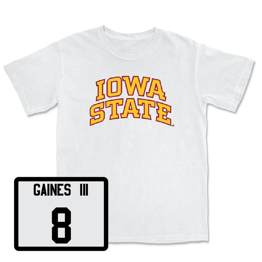 White Football Iowa State Comfort Colors Tee 3 Youth Small / Greg Gaines III | #8