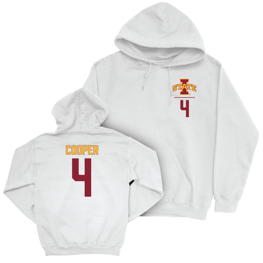 Iowa State Football White Logo Hoodie - Jeremiah Cooper | #4 Small