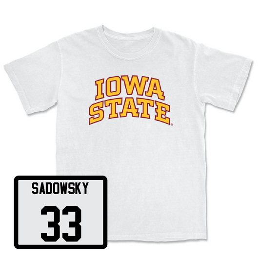 White Football Iowa State Comfort Colors Tee 2 Youth Small / Jack Sadowsky | #33