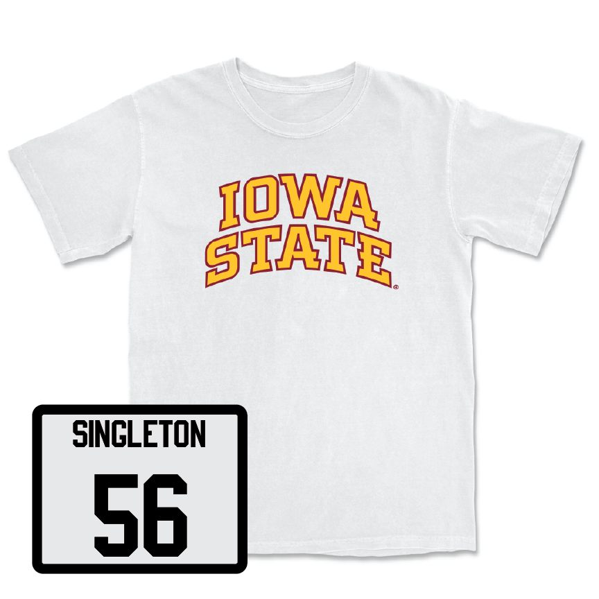 White Football Iowa State Comfort Colors Tee 5 Youth Small / J.R. Singleton | #56
