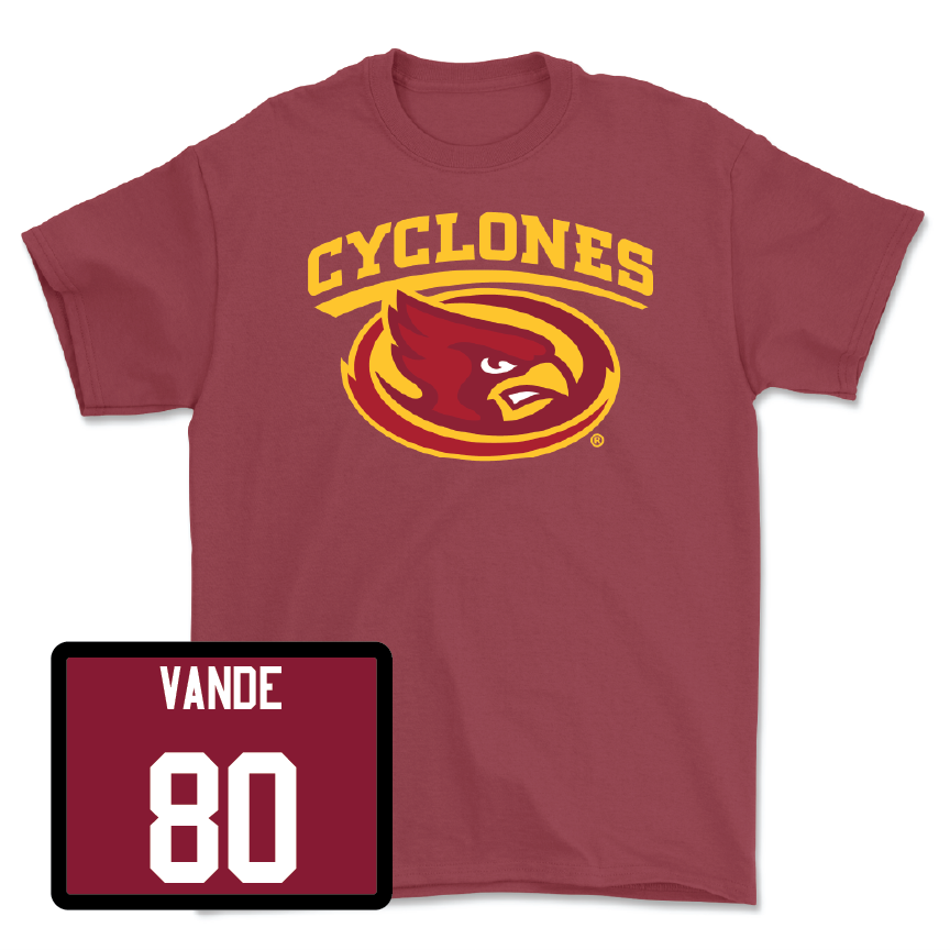 Red Football Cyclones Tee 3 Youth Small / Jonathan Vande Walle | #80