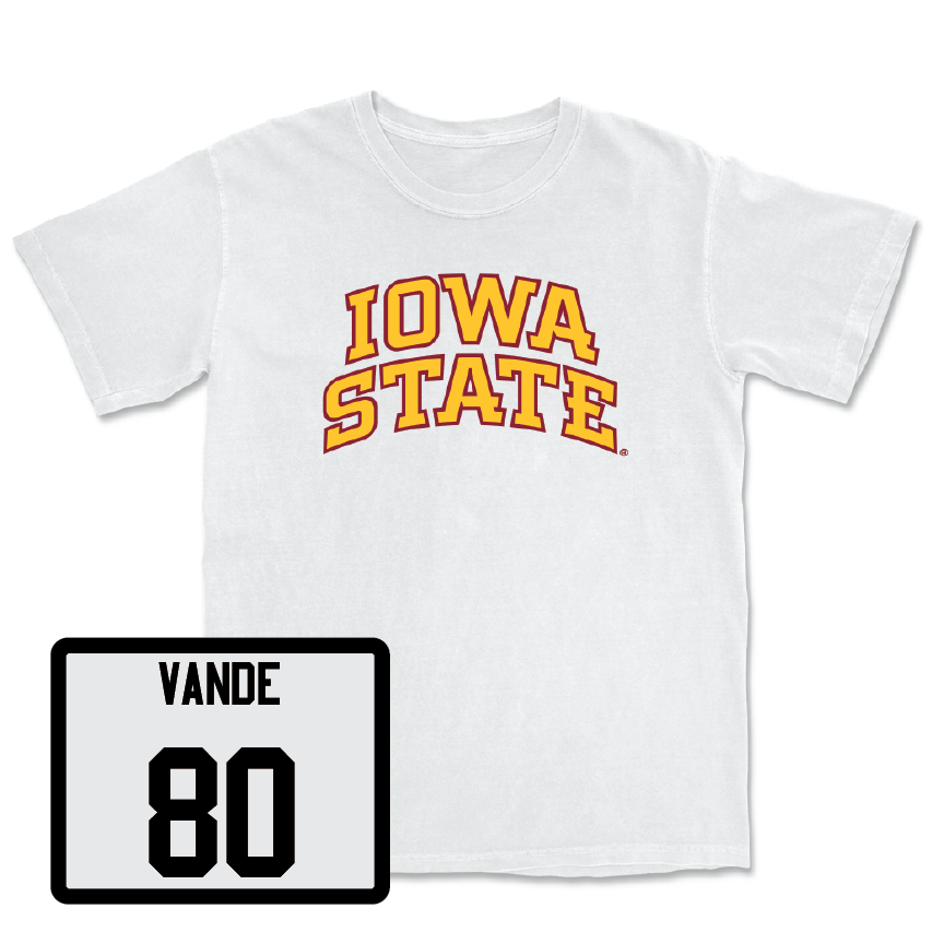 White Football Iowa State Comfort Colors Tee 3 Youth Small / Jonathan Vande Walle | #80