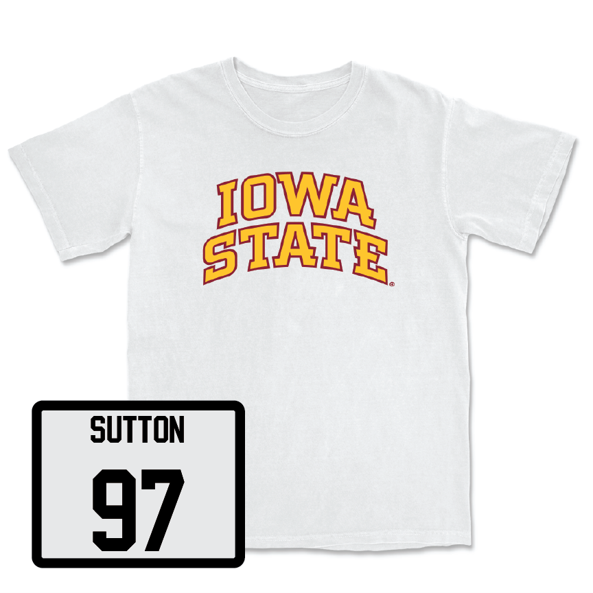 White Football Iowa State Comfort Colors Tee 5 Youth Small / Kaden Sutton | #97