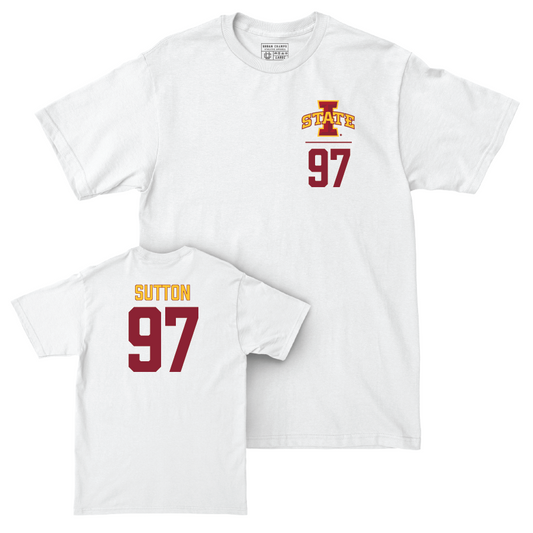 Iowa State Football White Logo Comfort Colors Tee - Kaden Sutton | #97 Small