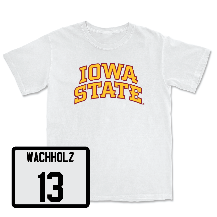 White Women's Volleyball Iowa State Comfort Colors Tee Youth Small / Lilly Wachholz | #13