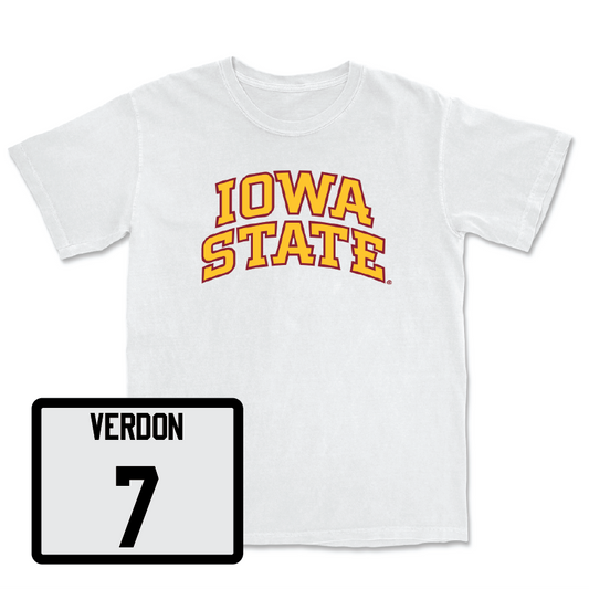 White Football Iowa State Comfort Colors Tee 3 Youth Small / Malik Verdon | #7