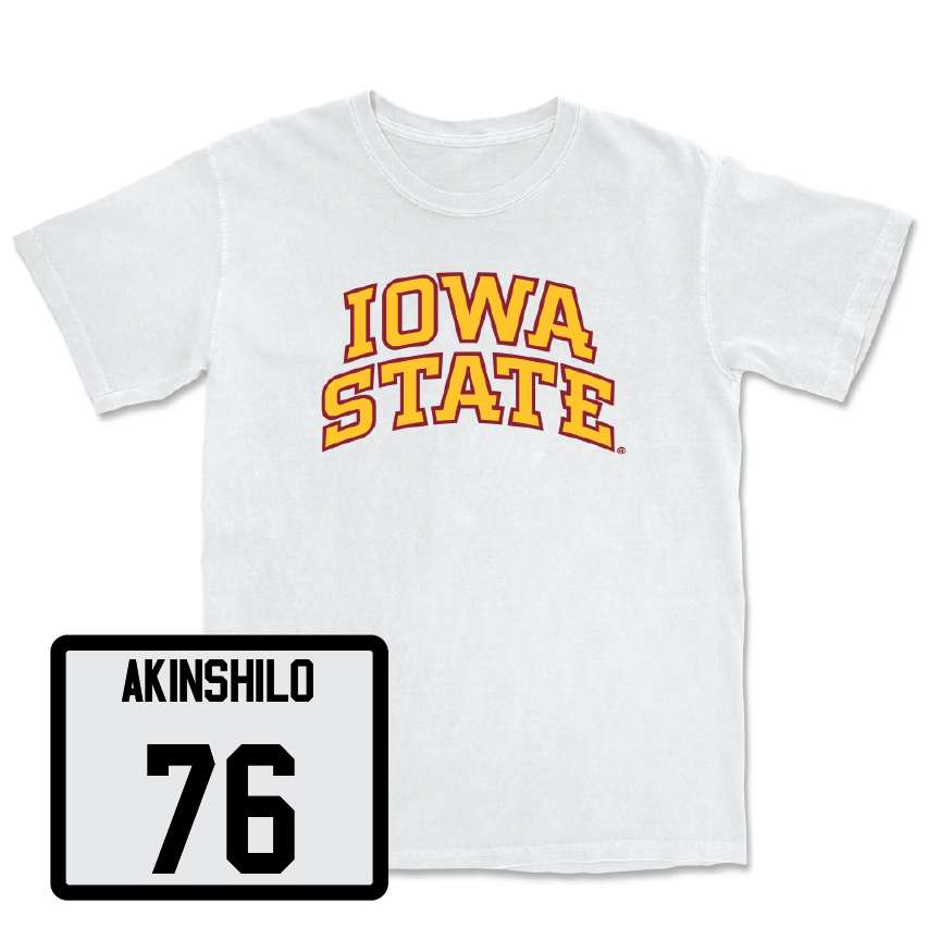 White Football Iowa State Comfort Colors Tee 2 Youth Small / Oluwafunto Akinshilo | #76