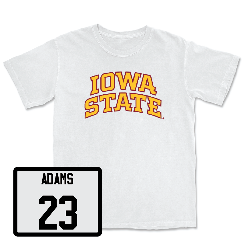 White Football Iowa State Comfort Colors Tee 3 Youth Small / Quaron Adams | #23