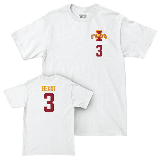 Iowa State Football White Logo Comfort Colors Tee - Rocco Becht | #3 Small