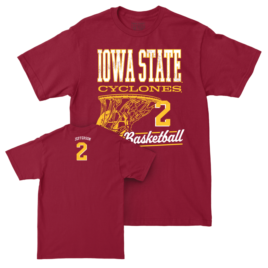 Iowa State Men's Basketball Crimson Hoops Tee  - Joshua Jefferson