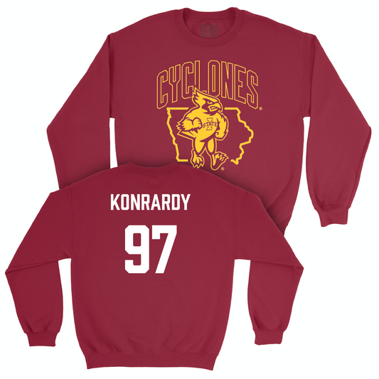 Iowa State Football Crimson Cy Crewneck  - Kyle Konrardy