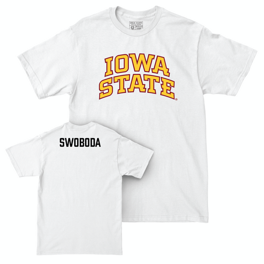 Women's Swim & Dive Iowa State White Comfort Colors Tee  - Grace Swoboda